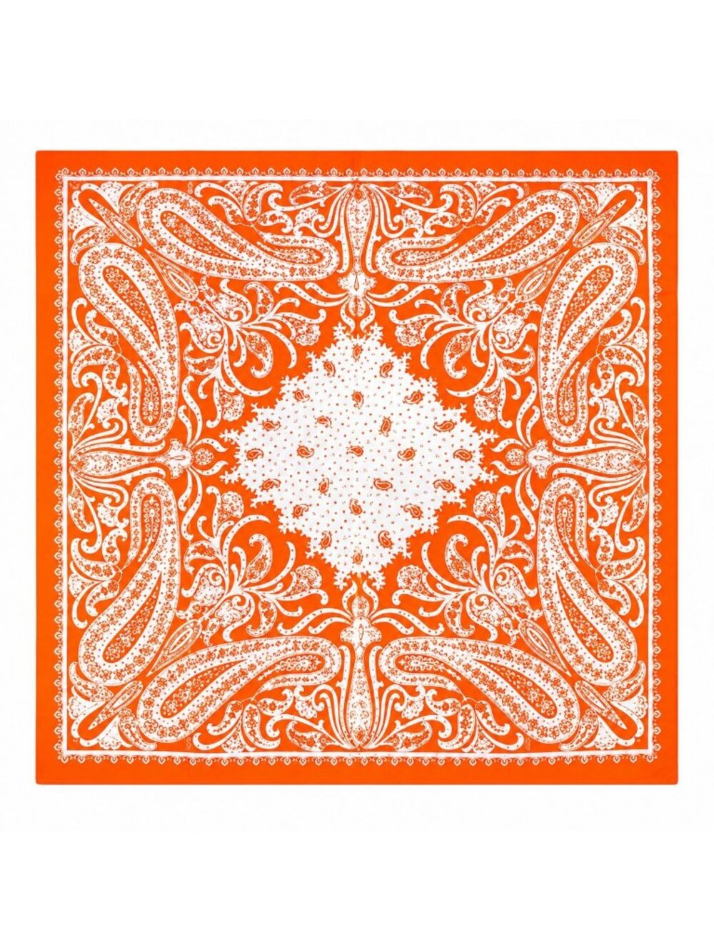 Bright Orange Paisley Wild Rag Scarf 35x35 Satin Western Cowboy Cowgirl Bandana